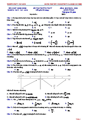 Đề thi thử Tốt nghiệp THPT môn Toán - Năm học 2019-2020 - Trường THPT Yên Mô B